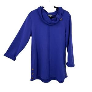 Habitat Cowl Neck Tunic Size Medium Purple Textured French Terry Boxy Pullover